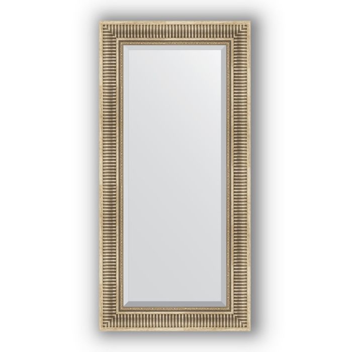 Зеркало с фацетом в багетной раме - серебряный акведук 93 мм, 57 х 117 см, Evoform