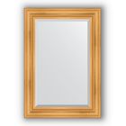 Зеркало с фацетом в багетной раме - травленое золото 99 мм, 69 х 99 см, Evoform - фото 6051198