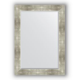 Зеркало с фацетом в багетной раме - алюминий 90 мм, 76 х 106 см, Evoform