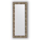Зеркало с фацетом в багетной раме - серебряный бамбук 73 мм, 53 х 133 см, Evoform - фото 306897936