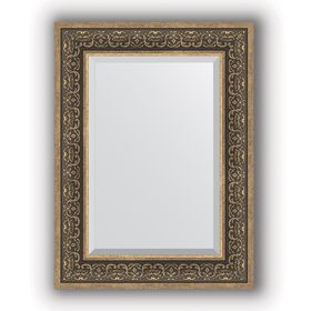 Зеркало с фацетом в багетной раме - вензель серебряный 101 мм, 59 х 79 см, Evoform
