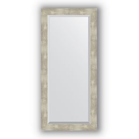 Зеркало с фацетом в багетной раме - алюминий 61 мм, 51 х 111 см, Evoform