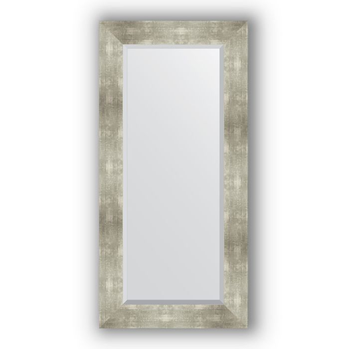 Зеркало с фацетом в багетной раме - алюминий 90 мм, 56 х 116 см, Evoform
