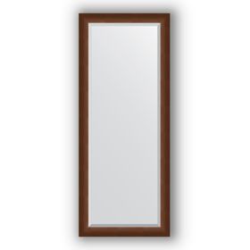 Зеркало с фацетом в багетной раме - орех 65 мм, 62 х 152 см, Evoform