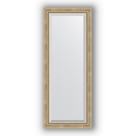 Зеркало с фацетом в багетной раме - состаренное серебро с плетением 70 мм, 53 х 133 см, Evoform