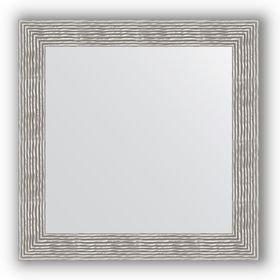 Зеркало в багетной раме - волна хром 90 мм, 80 х 80 см, Evoform