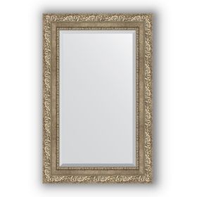 Зеркало с фацетом в багетной раме - виньетка античное серебро 85 мм, 55 х 85 см, Evoform