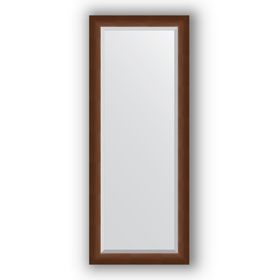 Зеркало с фацетом в багетной раме - орех 65 мм, 57 х 142 см, Evoform