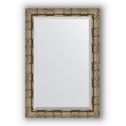Зеркало с фацетом в багетной раме - серебряный бамбук 73 мм, 63 х 93 см, Evoform - фото 306898026
