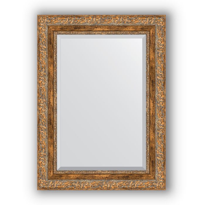 Зеркало с фацетом в багетной раме - виньетка античная бронза 85 мм, 55 х 75 см, Evoform