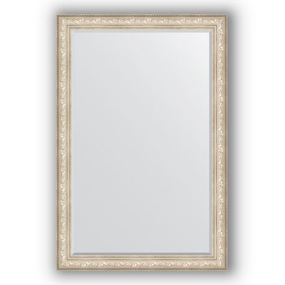 Зеркало с фацетом в багетной раме - виньетка серебро 109 мм, 120 х 180 см, Evoform