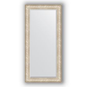 Зеркало с фацетом в багетной раме - виньетка серебро 109 мм, 80 х 170 см, Evoform