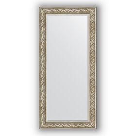 Зеркало с фацетом в багетной раме - барокко серебро 106 мм, 80 х 170 см, Evoform