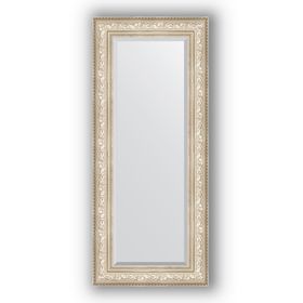 Зеркало с фацетом в багетной раме - виньетка серебро 109 мм, 60 х 140 см, Evoform