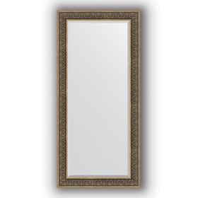 Зеркало с фацетом в багетной раме - вензель серебряный 101 мм, 79 х 169 см, Evoform