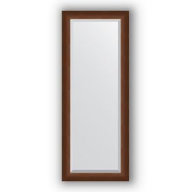 Зеркало с фацетом в багетной раме - орех 65 мм, 52 х 132 см, Evoform