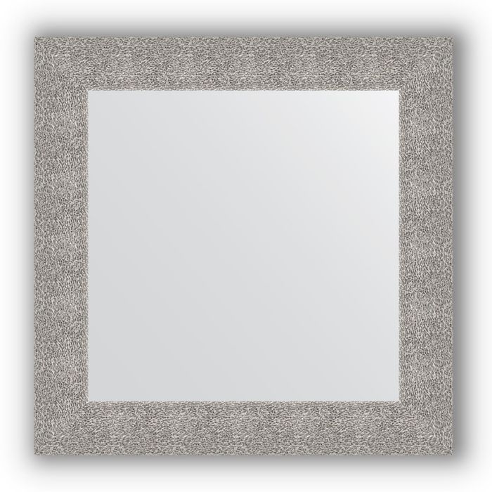 Зеркало в багетной раме - чеканка серебряная 90 мм, 70 х 70 см, Evoform
