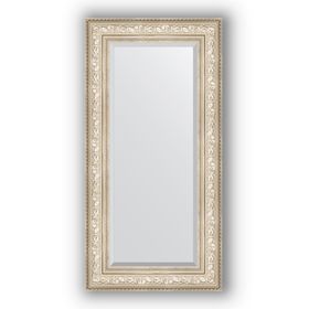 Зеркало с фацетом в багетной раме - виньетка серебро 109 мм, 60 х 120 см, Evoform