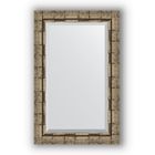 Зеркало с фацетом в багетной раме - серебряный бамбук 73 мм, 53 х 83 см, Evoform - фото 306898154