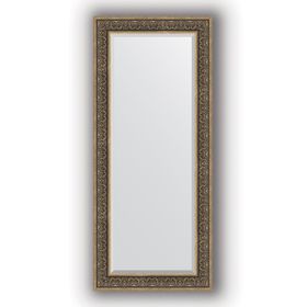 Зеркало с фацетом в багетной раме - вензель серебряный 101 мм, 69 х 159 см, Evoform