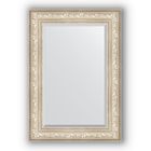 Зеркало с фацетом в багетной раме - виньетка серебро 109 мм, 70 х 100 см, Evoform - фото 6051461