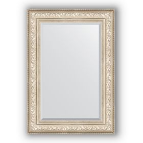 Зеркало с фацетом в багетной раме - виньетка серебро 109 мм, 70 х 100 см, Evoform