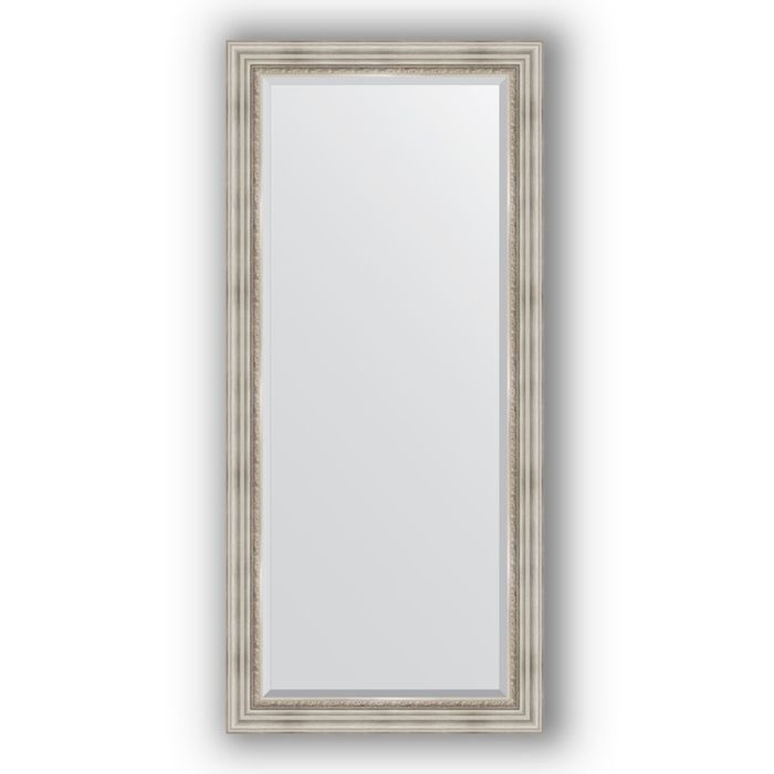 Зеркало с фацетом в багетной раме - римское серебро 88 мм, 76 х 166 см, Evoform
