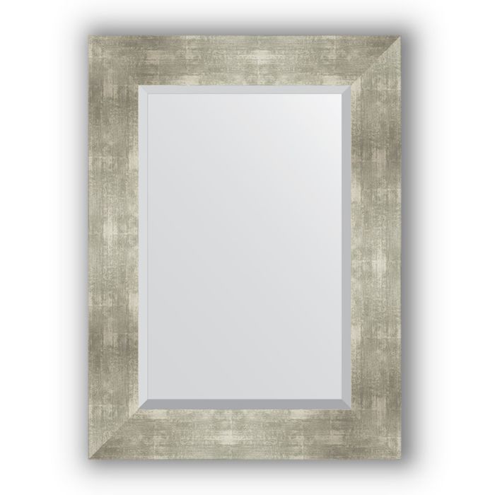 Зеркало с фацетом в багетной раме - алюминий 90 мм, 56 х 76 см, Evoform