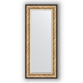 Зеркало с фацетом в багетной раме - барокко золото 106 мм, 65 х 150 см, Evoform