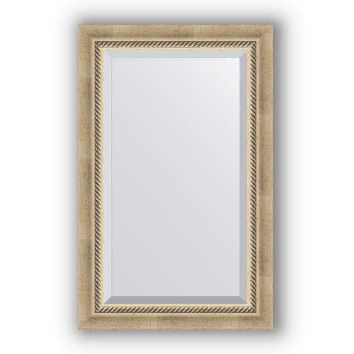 Зеркало с фацетом в багетной раме - состаренное серебро с плетением 70 мм, 53 х 83 см, Evoform