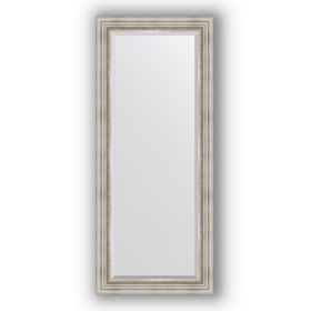 Зеркало с фацетом в багетной раме - римское серебро 88 мм, 66 х 156 см, Evoform