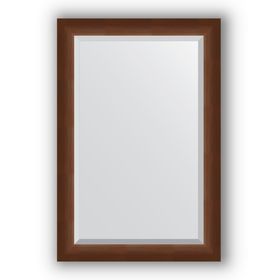 Зеркало с фацетом в багетной раме - орех 65 мм, 62 х 92 см, Evoform