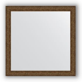 Зеркало в багетной раме - виньетка состаренная бронза 56 мм, 74 х 74 см, Evoform