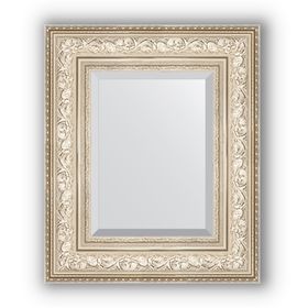 Зеркало с фацетом в багетной раме - виньетка серебро 109 мм, 50 х 60 см, Evoform