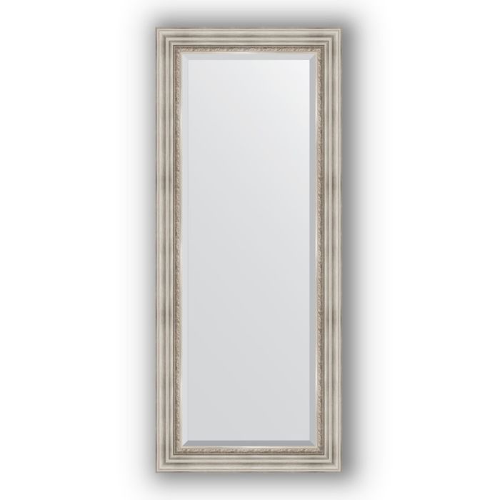 Зеркало с фацетом в багетной раме - римское серебро 88 мм, 61 х 146 см, Evoform