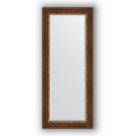 Зеркало с фацетом в багетной раме - римская бронза 88 мм, 61 х 146 см, Evoform