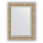 Зеркало с фацетом в багетной раме - состаренное серебро с плетением 70 мм, 53 х 73 см, Evoform - фото 306898298