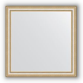 Зеркало в багетной раме - золотые бусы на серебре 60 мм, 75 х 75 см, Evoform