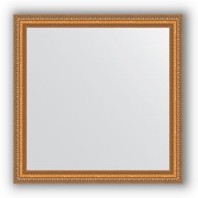 Зеркало в багетной раме - золотые бусы на бронзе 60 мм, 75 х 75 см, Evoform