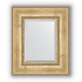 Зеркало с фацетом в багетной раме - состаренное серебро с орнаментом 120 мм, 52 х 62 см, Evoform