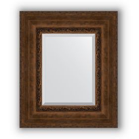 Зеркало с фацетом в багетной раме - состаренная бронза с орнаментом 120 мм, 52 х 62 см, Evoform