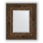 Зеркало с фацетом в багетной раме - состаренное дерево с орнаментом 120 мм, 52 х 62 см, Evoform - фото 306898341