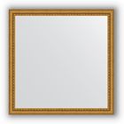 Зеркало в багетной раме - бусы золотые 46 мм, 72 х 72 см, Evoform - фото 306898375