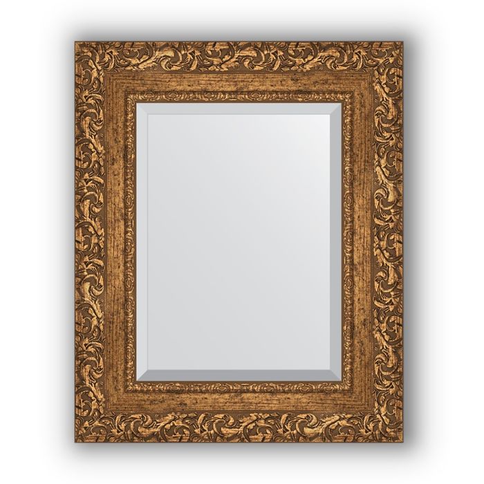 Зеркало с фацетом в багетной раме - виньетка бронзовая 85 мм, 45 х 55 см, Evoform