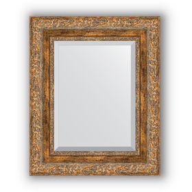 Зеркало с фацетом в багетной раме - виньетка античная бронза 85 мм, 45 х 55 см, Evoform