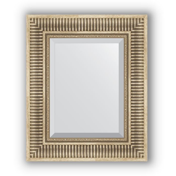 Зеркало с фацетом в багетной раме - серебряный акведук 93 мм, 47 х 57 см, Evoform