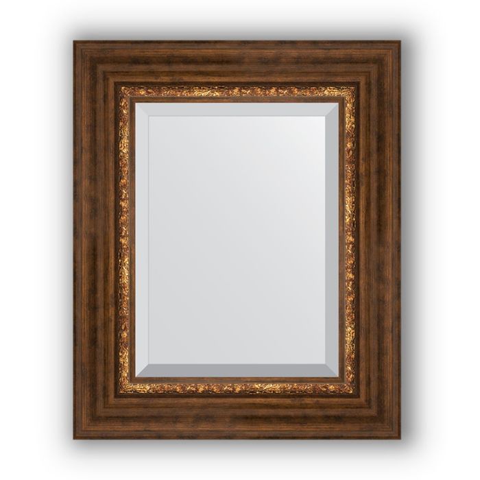 Зеркало с фацетом в багетной раме - римская бронза 88 мм, 46 х 56 см, Evoform