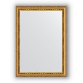 Зеркало в багетной раме - бусы золотые 46 мм, 52 х 72 см, Evoform