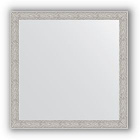 Зеркало в багетной раме - волна алюминий 46 мм, 61 х 61 см, Evoform