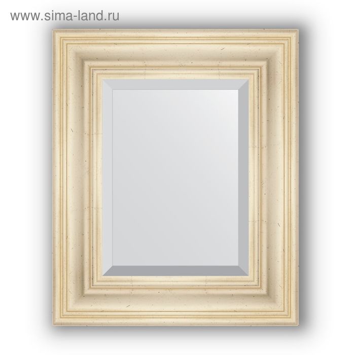 Зеркало с фацетом в багетной раме - травленое серебро 99 мм, 49 х 59 см, Evoform - Фото 1